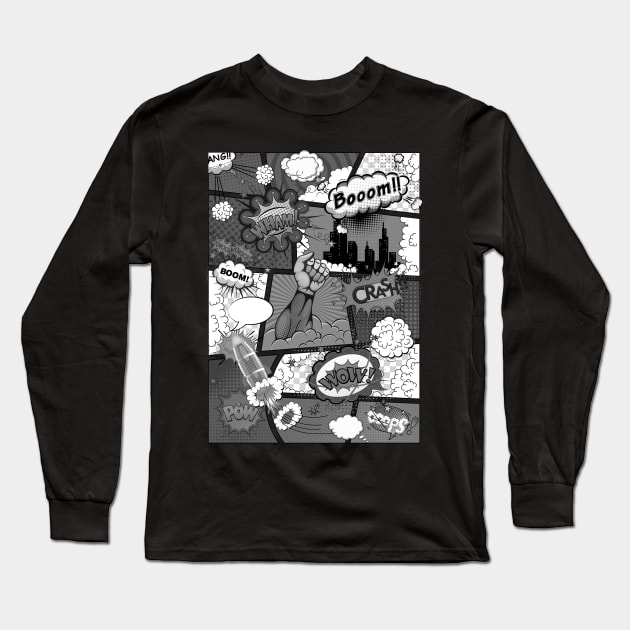 Comics - Black & White Long Sleeve T-Shirt by marcusmattingly